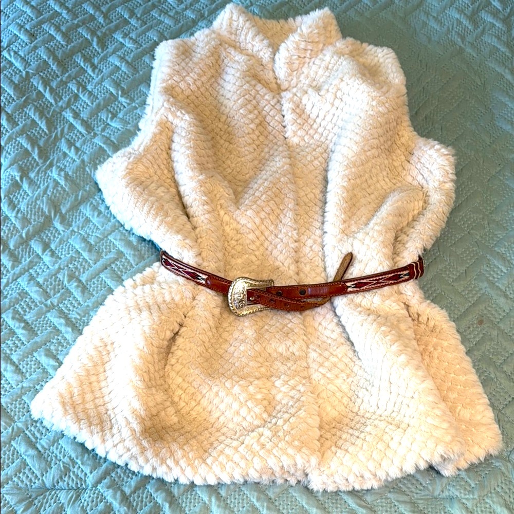 Womens Cream Faux Fur Vest